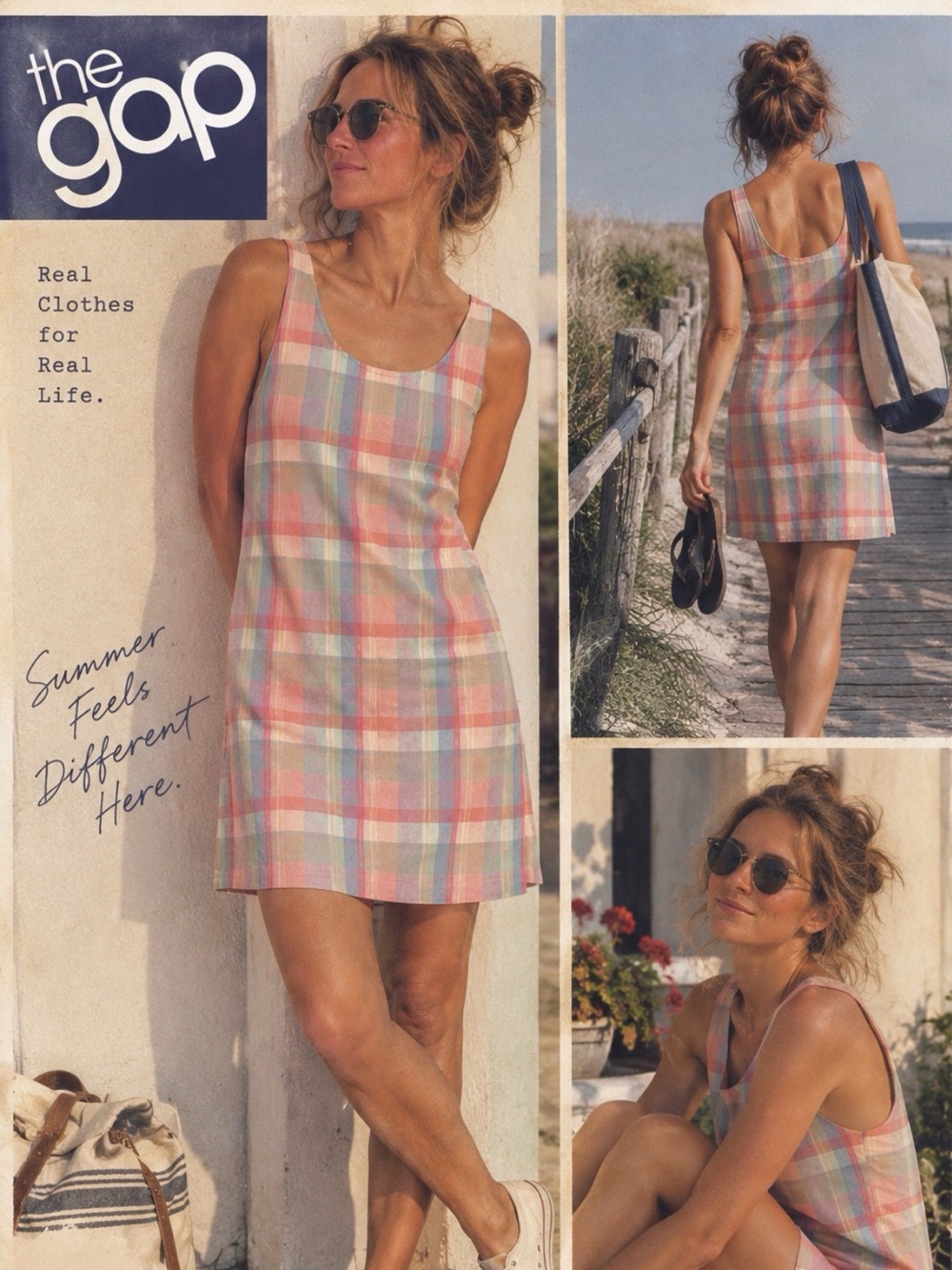Vintage 80s/90s GAP Madras Plaid Cotton Dress Size 4